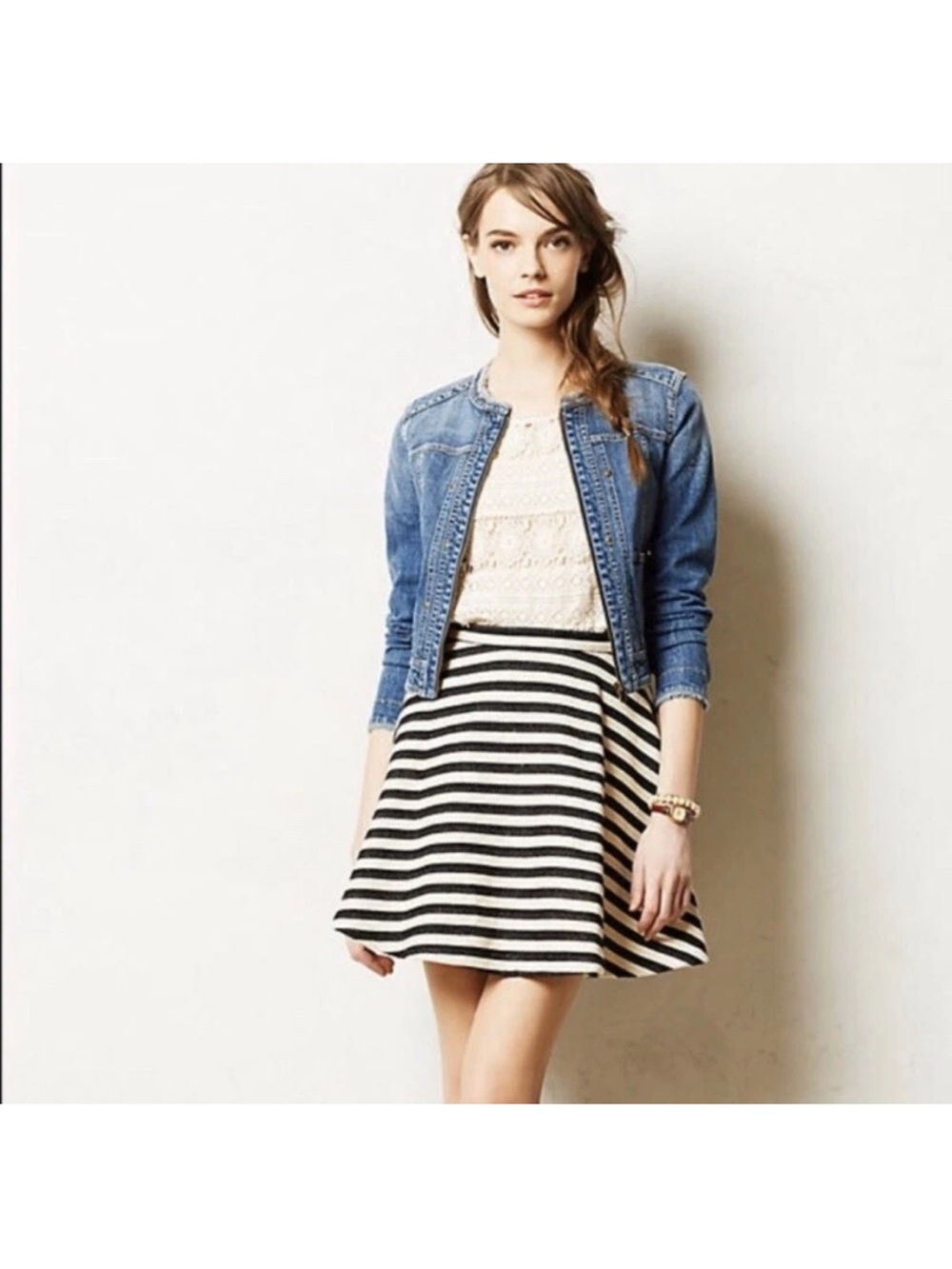 Greylin / Anthropologie Preston Striped Circle Skirt, VGUC